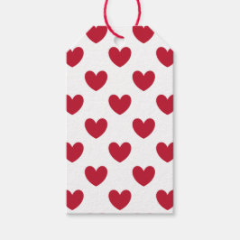Etiquetas Para Regalos Corazones de polka roja en blanco