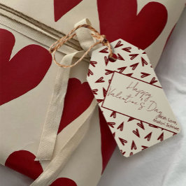 Etiquetas Para Regalos Corazones de San Valentín Burgundy y Crema Mínimo