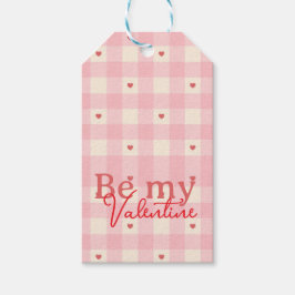 Etiquetas Para Regalos Corazones de Vichy Rosado de San Valentín