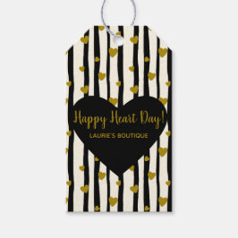 Etiquetas Para Regalos Corazones Dorados Y Rayas Negras
