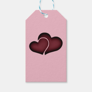 Etiquetas Para Regalos Corazones rojos Duo de trama cruzada