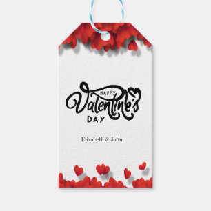 Etiquetas Para Regalos Corazones rojos Feliz día de San Valentín Serville