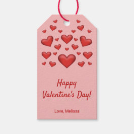Etiquetas Para Regalos Corazones Rojos Feliz Día de San Valentín y Texto