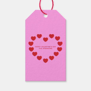 Etiquetas Para Regalos Corazones rojos rosados adorables Día del personal