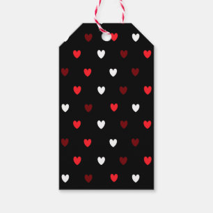 Etiquetas Para Regalos corazones rojos y blancos sobre negro