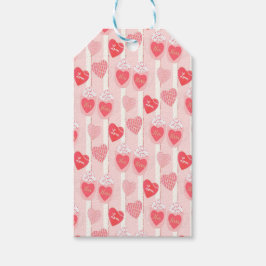 Etiquetas Para Regalos Corazones rosa y blanco, calderas blancas