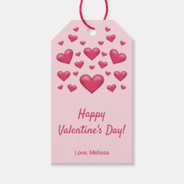 Etiquetas Para Regalos Corazones rosas Feliz día de San Valentín y texto 