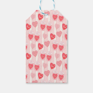 Etiquetas Para Regalos Corazones rosas y blancos, serpentinas blancas
