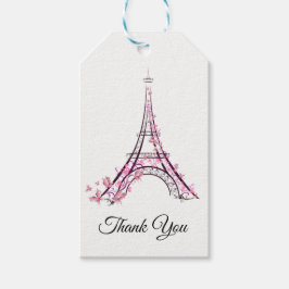 Etiquetas Para Regalos Corazones rosas y mariposas París Torre Eiffel Fie