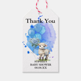 Etiquetas Para Regalos Corderito Dulce Globo de Hortensia Azul