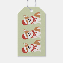 Etiquetas Para Regalos Corgi de Navidad sombrero de Santa Muted Sage Farm