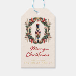 Etiquetas Para Regalos Corona de cascanueces roja de Navidad