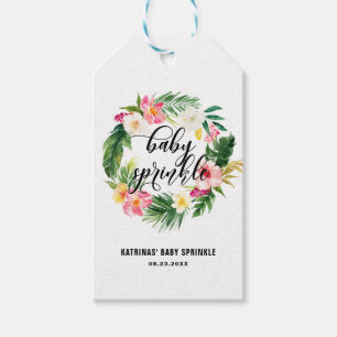 Etiquetas Para Regalos Corona de flores tropicales acuarela para baby spr