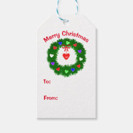 Etiquetas Para Regalos Corona de Navidad de Corazones