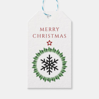 Etiquetas Para Regalos Corona de Navidad verde tradicional copo de nieve