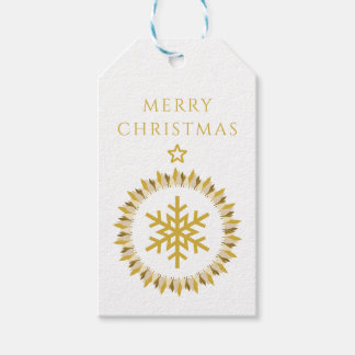Etiquetas Para Regalos Corona de oro blanco moderno copo de nieve Feliz N