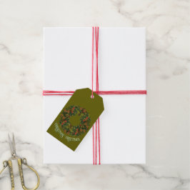 Etiquetas Para Regalos Corona de Paisley Colorida en Tarjeta de Navidad V