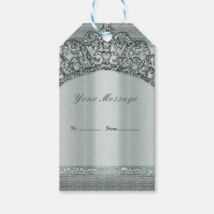 Etiquetas Para Regalos Corona de Tiara de Plata y Brillantes para Favor d