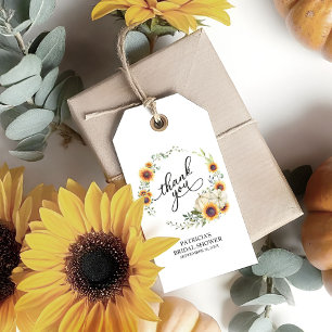 Etiquetas Para Regalos Corona de Verdor Girasoles Ducha de Novia de Otoño