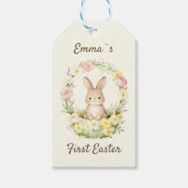 Etiquetas Para Regalos Corona floral de mi primer conejo de Pascua vintag