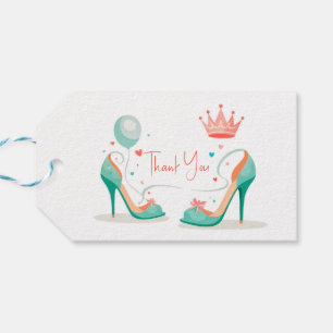 Etiquetas Para Regalos Corona y tacones altos: tema glamuroso de rosa y m