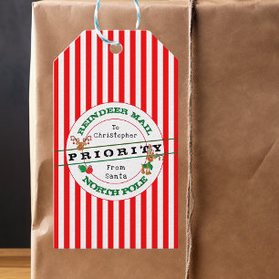 Etiquetas Para Regalos Correo Prioritario de Reno de Santa Regalo de Navi