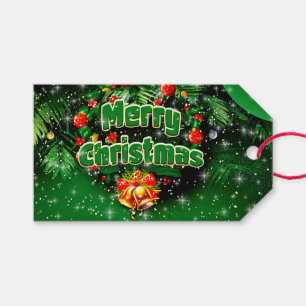 Etiquetas Para Regalos Correspondiente Green Merry Christmas Gold Bells
