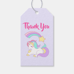 Etiquetas Para Regalos Corta Unicornio con colorida estrella de tiro grac
