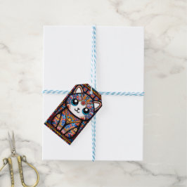 Etiquetas Para Regalos Cortar gato con encanto de patrón tradicional