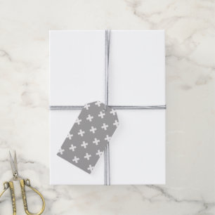 Etiquetas Para Regalos Costillas cruzadas blancas en gris