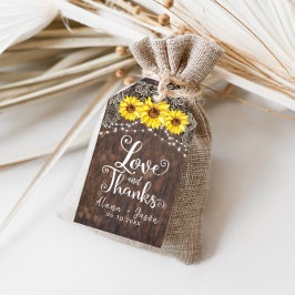 Etiquetas Para Regalos Country Sunflower Lace Wedding Favor de Gracias Et