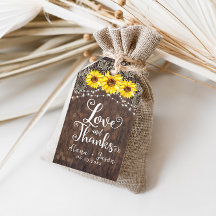 Country Sunflower Lace Wedding Favor de Gracias Et