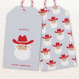 Etiquetas Para Regalos Cowboy Santa Claus Fun Western Holiday