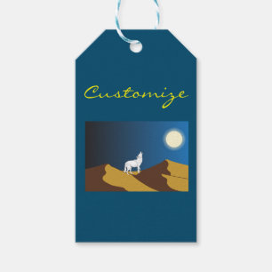 Etiquetas Para Regalos Coyote del desierto que grita la Luna Llena