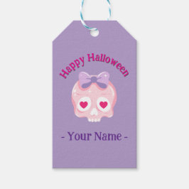 Etiquetas Para Regalos Cráneo rosa y morado Pastel personalizado