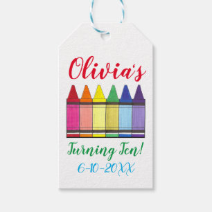 Etiquetas Para Regalos Crayones arcoiris artista fiesta de cumpleaños de 