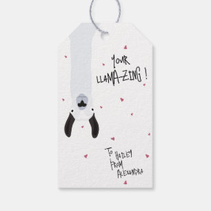 Etiquetas Para Regalos Crazy Cute Llama Pun Feliz Día de San Valentín "Mí
