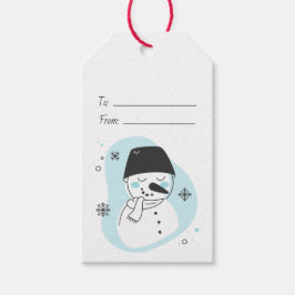 Etiquetas Para Regalos Crea Tu Propio Hombre de Nieve Retro Azul Navidad