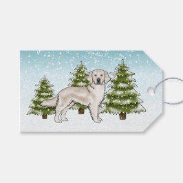 Etiquetas Para Regalos Cream Golden Retriever Dog Blue Snowowly Navidades