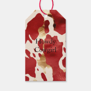 Etiquetas Para Regalos Cream Red Gold Western Piel de vaca