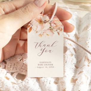 Etiquetas Para Regalos Cream Vintage Floral Fall Baby Shower Gracias