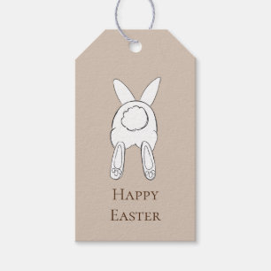 Etiquetas Para Regalos Cream White Happy Easter Bunny