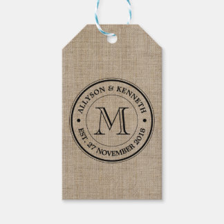 Etiquetas Para Regalos Crear su propio monograma de retro Burlap