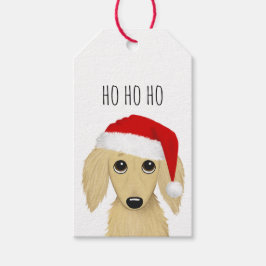 Etiquetas Para Regalos Crema de pelo largo, Dachshund, Navidades de perro
