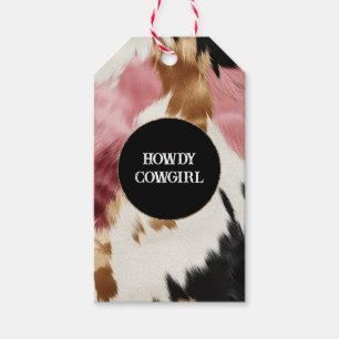 Etiquetas Para Regalos Crema dorada Piel de vaca de lechera negra rosa