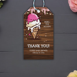 Etiquetas Para Regalos Crema moderna de hielo rústico dibujando Baby Show