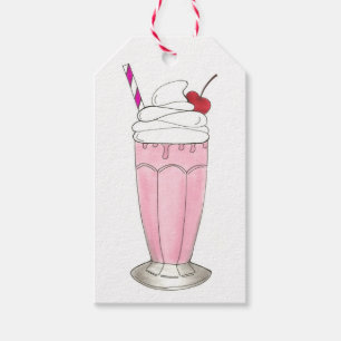 Etiquetas Para Regalos Crema rosa de fresa helado sacude el postre de bat