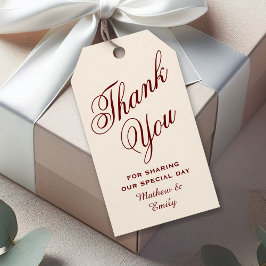 Etiquetas Para Regalos Crema y Borgoña Personalizada Gracias Boda