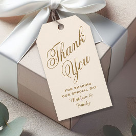 Etiquetas Para Regalos Crema y oro Personalizado Gracias Boda