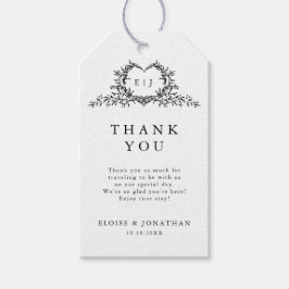 Etiquetas Para Regalos Crest de Caligrafía de Monograma Minimalista para 